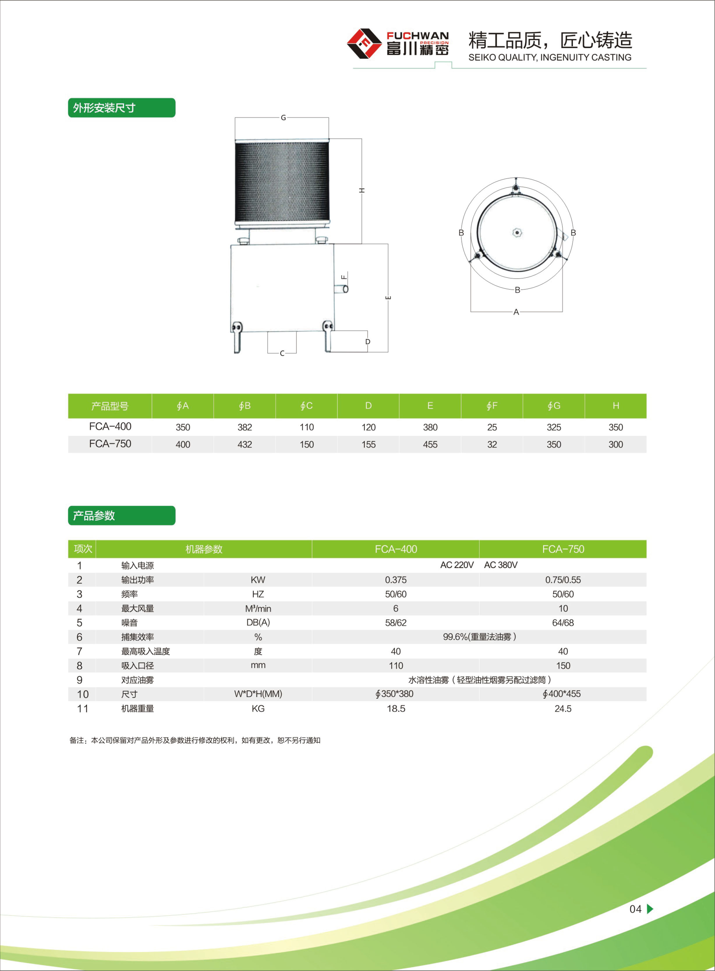 油雾收集器FCA-750 油雾收集器FCA-750